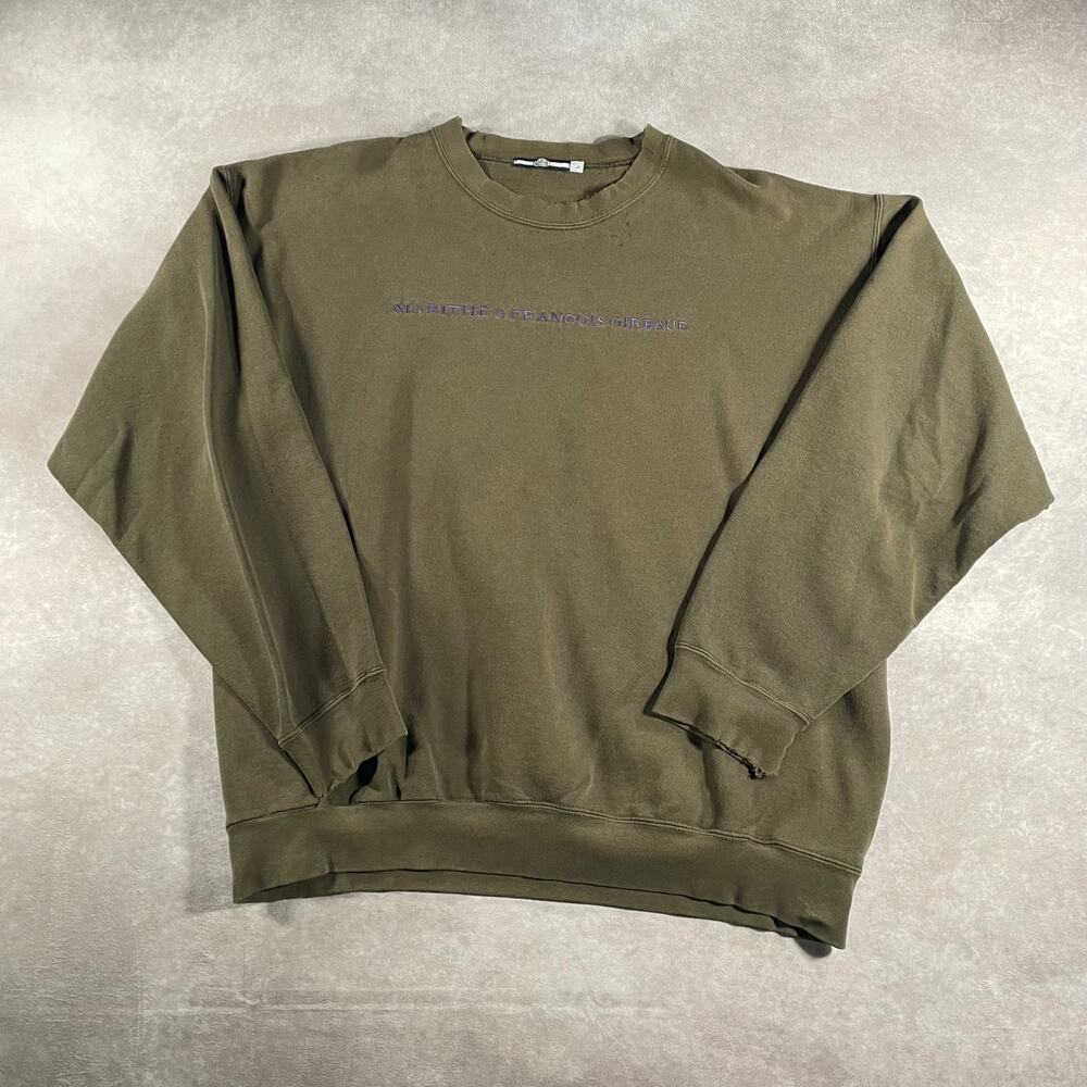 Vintage 90s Marithe Francois Girbaud Olive Green Embroidered Sweatshirt
